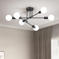 Soilsiu Modern Sputnik Chandelier Ceiling Light Fixtures 6Light Semi Flush Mount Ceiling Light For Bedroom Dining Room Living