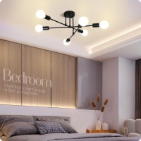 Soilsiu Modern Sputnik Chandelier Ceiling Light Fixtures 6Light Semi Flush Mount Ceiling Light For Bedroom Dining Room Living