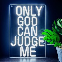 Heliwey Only God Can Judge Me Neon Sign For Bedroom Decor Man Cave Home Bar Wall Decor Led Neon Light For Party Decoration