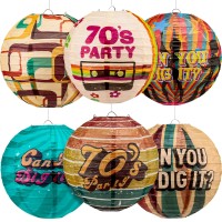 6 Pieces 70S Disco Party Hanging Paper Lanterns 70S Party Decoration Can You Dig It Paper Lanterns Colorful Round Paper Hangin