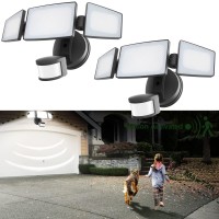 2Pack Led Security Lights Motion Sensor Light Outdoor, 38W 3800Lm Motion Security Light, 5000K, Ip65 Waterproof 360? Adjustable, 3 Head Motion Detected Flood Light For Garage, Yard, Porch (Black)