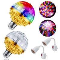 Mikwoab 2 Pack Colorful Magic Rotating Ball Light Led Plug In Disco Ball Light Rgb Disco Light Bulb Party Lights Dj Disco Lig