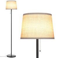 Coucrek Floor Lamp For Living Room Modern Standing Lamps With Linen Shade Simple Design Pole Lamps Tall Floor Lamp For Bedroom