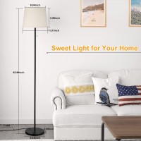 Coucrek Floor Lamp For Living Room Modern Standing Lamps With Linen Shade Simple Design Pole Lamps Tall Floor Lamp For Bedroom