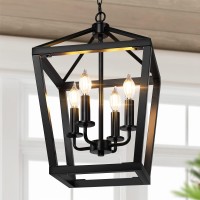 Brighthome Farmhouse Chandelier 4Light Black Pendant Light Fixture Ceiling Hanging For Kitchen Island Dining Room Lantern Ind