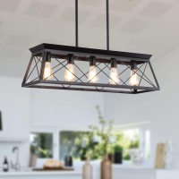 Xipuda Farmhouse Chandeliers For Dining Room Rustic Kitchen Island Light Fixture 5Light Linear Pendant Lighting Rectangular C