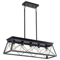 Xipuda Farmhouse Chandeliers For Dining Room Rustic Kitchen Island Light Fixture 5Light Linear Pendant Lighting Rectangular C