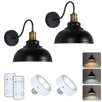 Larkar Modern Style Battery Operated Wall Sconces Set Of 2, Battery Run Remote Control Non Hardwired Classic Wall Light Fixture Wall Lamp For Indoor, Restaurants, Loft, Staircase