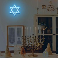 Star Of David Neon Sign Attivolife Hanukkah Decorations Jewish Star Shape Neon Light Led Wall Decor For Home Office Housewarm