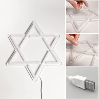 Star Of David Neon Sign Attivolife Hanukkah Decorations Jewish Star Shape Neon Light Led Wall Decor For Home Office Housewarm