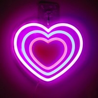 Attivolife Heart Neon Sign Acrylic, Pink Blue 3 Color Led Art Lamp With Usb Powered, Love Shaped Colorful Neon Light For Girl'S Room, Party, Lover, Valentine'S Day, Wedding Wall Table Decor