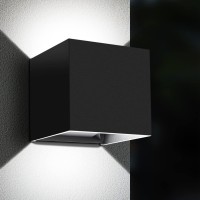 Ledmo Led Square Up And Down Sconce Outdoor Wall Lights 1800Lm Modern House Lights Aluminum Ip65 4.7-Inch Adjustable Light Beam 20W 6000K Cold White Exterior Lights Fixture For Patio Home Yard 1 Pack