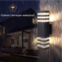 Superyofo 15Inch Led Up And Down Wall Lights,18W Outdoor Wall Light Aluminum Body 4000K Day White Waterproof Ip65 Outside Wall Lights 1800Lm Outdoor Wall Mount Lights (1 Pack)