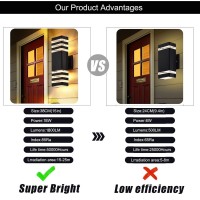 Superyofo 15Inch Led Up And Down Wall Lights,18W Outdoor Wall Light Aluminum Body 4000K Day White Waterproof Ip65 Outside Wall Lights 1800Lm Outdoor Wall Mount Lights (1 Pack)