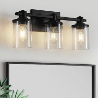 3 Light Bathroom Vanity Light Modern Matte Black Bathroom Vanity Light Fixtures With Clear Glass Shade Vintage Wall Sconces Li