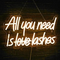 Wlhope All You Need Is Lashes Neon Sign Warm White Led Neon Signs For Wall Decor Usb Lash Neon Signs Letter Neon Lights For Be