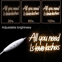 Wlhope All You Need Is Lashes Neon Sign Warm White Led Neon Signs For Wall Decor Usb Lash Neon Signs Letter Neon Lights For Be