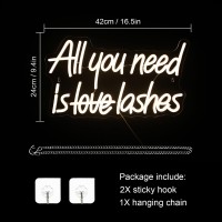 Wlhope All You Need Is Lashes Neon Sign Warm White Led Neon Signs For Wall Decor Usb Lash Neon Signs Letter Neon Lights For Be