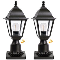 Dusk To Dawn Outdoor Post Lights Hardwired 120V Aluminum Outside Post Lantern With Pier Mount Exterior Lamp Pole Lantern Head