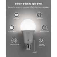 Scqikj Rechargeable Light Bulbs Led Battery Backup Light Bulb With Remote Control Battery Operated Emergency Bulb Lamps For Home Power Outage And Camping Outdoor Activity Dimmable 7W 600Lm (Daylight)