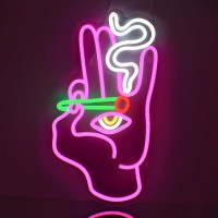 Wlhope Hand Eye Neon Sign Evil Eye Hand Neon Signs Pink White Led Neon Signs For Wall Decor Usb Connectivity Hamsa Neon Light S