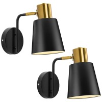 Vintage Wall Sconces, 2 Pack Industrial Wall Light Fixture With E26 Base, Metal Rustic Wall Sconce Lighting, Antique 360 Degree Adjustable Black Wall Lamp For Bedroom Living Room Kitchen Aisle (Black)