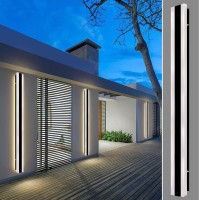 Outdoor Wall Sconce Led Modern Wall Lights Fixture Long Strip Black Sconces Wall Lighting White Acrylic Wall Light Ip67 Suitable For Living Room Porch Patio Garage (Cold Light(6000K), 47 Inch)