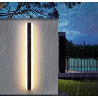 Outdoor Wall Sconce Led Modern Wall Lights Fixture Long Strip Black Sconces Wall Lighting White Acrylic Wall Light Ip67 Suitable For Living Room Porch Patio Garage (Cold Light(6000K), 39 Inch)