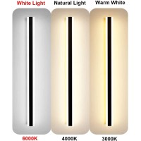 Outdoor Wall Sconce Led Modern Wall Lights Fixture Long Strip Black Sconces Wall Lighting White Acrylic Wall Light Ip67 Suitable For Living Room Porch Patio Garage (Cold Light(6000K), 39 Inch)