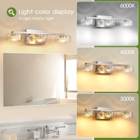 Zhizenl Bathroom Light Fixtures Dimmable Led 3 Light Bathroom Vanity Light Over Mirror Modern Crystal Brushed Nickel Vanity Li