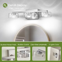 Zhizenl Bathroom Light Fixtures Dimmable Led 3 Light Bathroom Vanity Light Over Mirror Modern Crystal Brushed Nickel Vanity Li