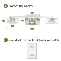 Zhizenl Bathroom Light Fixtures Dimmable Led 3 Light Bathroom Vanity Light Over Mirror Modern Crystal Brushed Nickel Vanity Li