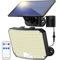 Kernowo Solar Lights Outdoor, 118 Led Solar Motion Sensor Flood Lights With Remote, Ip65 Waterproof Solar Powered Security Spot Lights With 16.5Ft Cable For Patio, Garage, Porch, Yard, 1 Pack