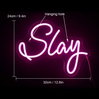 Ineonlife Slay Neon Sign For Wall Decor Pink Led Neon Light For Room Decor Preppy Dorm Bedroom Decor Aesthetic