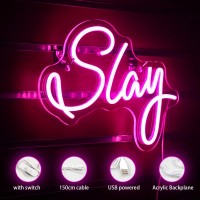 Ineonlife Slay Neon Sign For Wall Decor Pink Led Neon Light For Room Decor Preppy Dorm Bedroom Decor Aesthetic