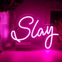 Ineonlife Slay Neon Sign For Wall Decor Pink Led Neon Light For Room Decor Preppy Dorm Bedroom Decor Aesthetic