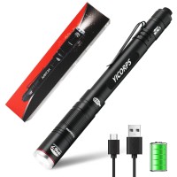 Yicorps Rechargeable Pen Light Flashlight 300 Lumens 3 Lighting Modes Handheld Pocket Small Flashlights With Clip Zoomable Wate