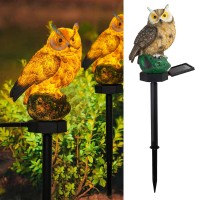 Dazzle Bright 1 Pack Owl Figure Solar Led Lights Resin Garden Waterproof Decorations With Stake For Outdoor Yard Pathway Outsid