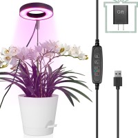 Full Spectrum Led Grow Light, Height Adjustable Growing Lamp With Auto On/Off Timer 3/9/12H, 10 Dimmable Brightness, 5V Low Safe Voltage,Idea Small Light