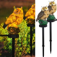 Dazzle Bright Owl Figure Solar Led Lights Resin Garden Waterproof Decorations With Stake For Outdoor Yard Pathway Outside Patio