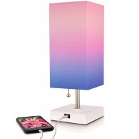 Missionmax Modern Sherbet Ombre Small Table Lamp W Usb Quick Charging Port, Great For Led Bedside, Desk, Bedroom, And Nightstand Lamps Or Other Table Lights