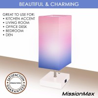 Missionmax Modern Sherbet Ombre Small Table Lamp W Usb Quick Charging Port, Great For Led Bedside, Desk, Bedroom, And Nightstand Lamps Or Other Table Lights