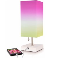 Missionmax Modern Lemonade Ombre Small Table Lamp W Usb Quick Charging Port, Great For Led Bedside, Desk, Bedroom, And Nightstand Lamps Or Other Table Lights