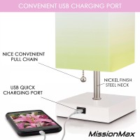 Missionmax Modern Lemonade Ombre Small Table Lamp W Usb Quick Charging Port, Great For Led Bedside, Desk, Bedroom, And Nightstand Lamps Or Other Table Lights