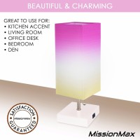 Missionmax Modern Lemonade Ombre Small Table Lamp W Usb Quick Charging Port, Great For Led Bedside, Desk, Bedroom, And Nightstand Lamps Or Other Table Lights