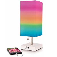 Missionmax Modern Fiesta Ombre Small Table Lamp W Usb Quick Charging Port, Great For Led Bedside, Desk, Bedroom, And Nightstand Lamps Or Other Table Lights