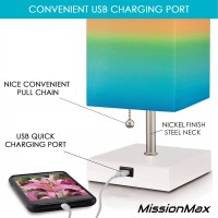 Missionmax Modern Fiesta Ombre Small Table Lamp W Usb Quick Charging Port, Great For Led Bedside, Desk, Bedroom, And Nightstand Lamps Or Other Table Lights