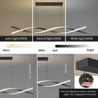 Matven Modern Ceiling Pendant Light Dimmable Led Pendant Light Dimmable 3 Color Mode Chandelier For Living Room Dining Room