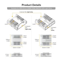 Btf-Lighting 5Pin 12Mm 0.47In Width Transparent Connector Kit 8Pcs Corner Connector 4Pcs Gapless Solderless Connector 4Pcs 5.9In Long 24Awg Extension Wires Support Rgbw (+ R G B W) 5 Wires Fcob Strip