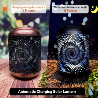 2 Pack Solar Lanterns Outdoor Hanging Lantern Metal Waterproof Led Lantern With Solar Powered Garden Patio Decorations Decor Lantern With Handle Christmas Gift Idea